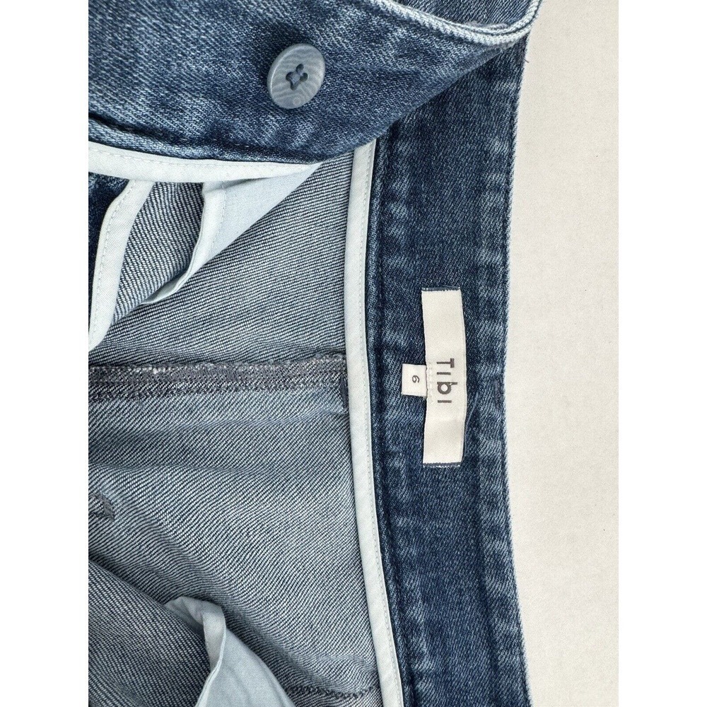 Tibi Jeans Size 6 Vintage Stone Slouchy Rouched Blue Cropped Denim Pants Women’s - Picture 11 of 16